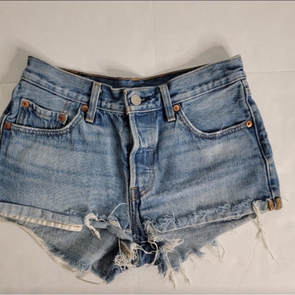Levi's 501 Denim Shorts Sz 25 Button Fly Cut-off